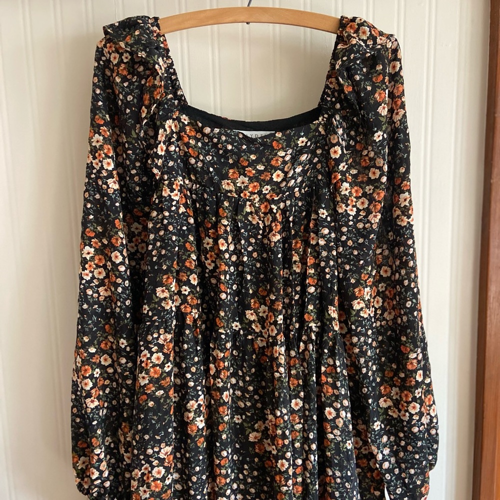 Hayden LA Floral Spring New Black, Pink, Peach, Midi Dress